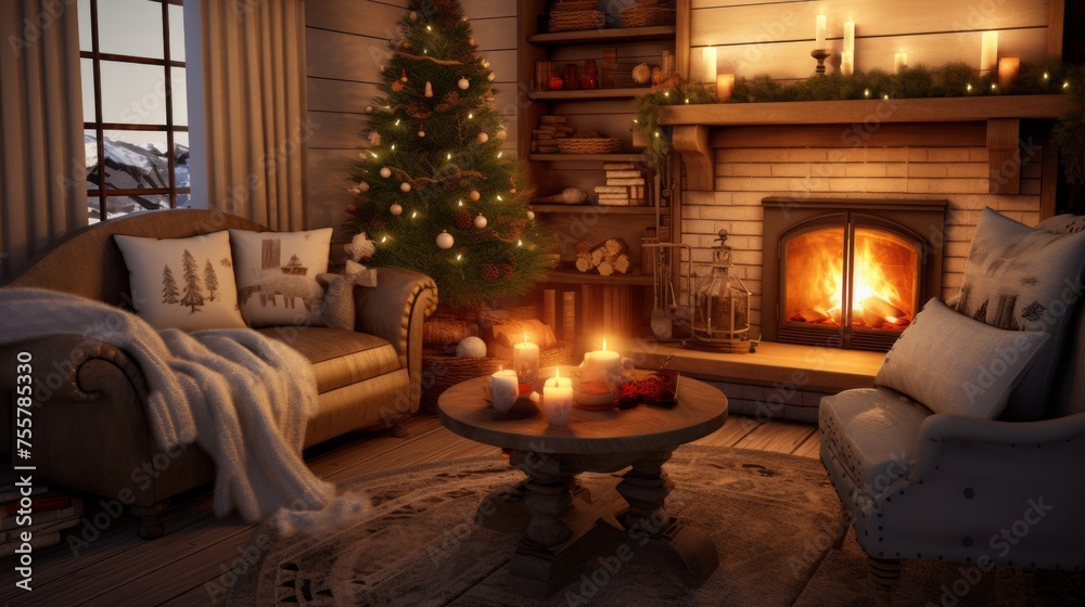 Cozy christmas scene, invoking a sense of warmth and togetherness