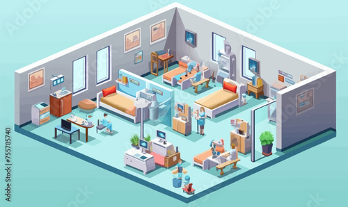 coffee shop interior isometric vector flat isolated illustration