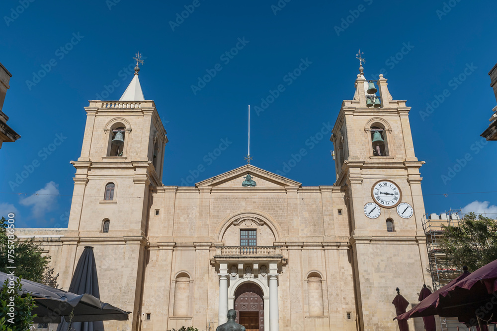 Facade of the ancient St. John's Co-Cathedral, Valletta, Malta