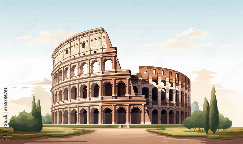 Colosseum vector isolated on white