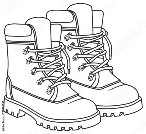 vector boot with black outline without background