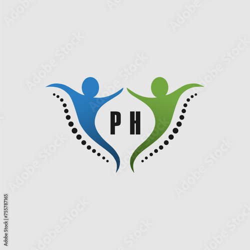 PH Initials medical health logo design templates vector