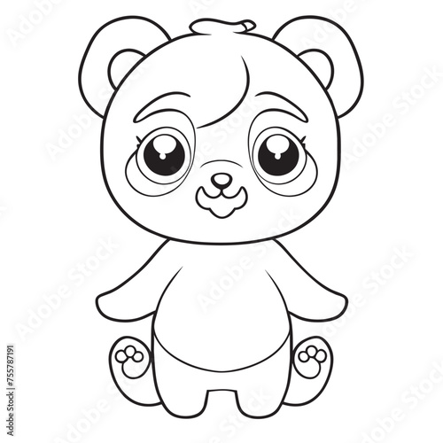 cute panda  vector illustration line art