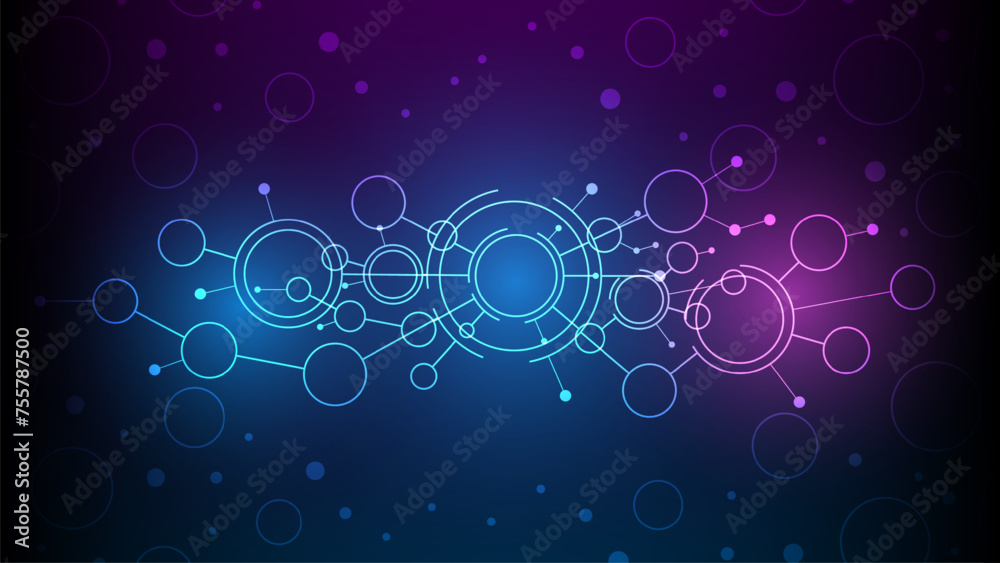 Abstract futuristic - Molecules technology with polygonal shapes on dark blue background. Illustration Vector design digital technology concept. internet network connection design for website.	
