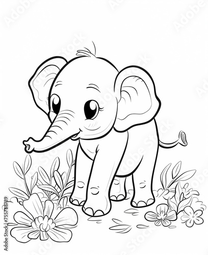 Baby Elephant Coloring Page  Children s Coloring Page