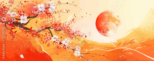 Translation: Vernal Equinox Day. Happy Vernal Equinox Day (Shunbun no Hi) vector illustration.
