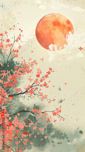 Translation: Vernal Equinox Day. Happy Vernal Equinox Day (Shunbun no Hi) vector illustration.