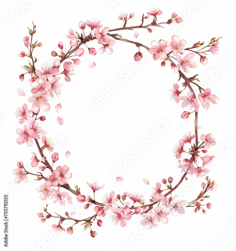 Elegant Cherry Blossom Branches Creating a Delicate Floral Frame