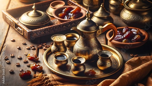 Traditional Arabic Coffee: A Taste of Middle Eastern Hospitality, AI Image photo