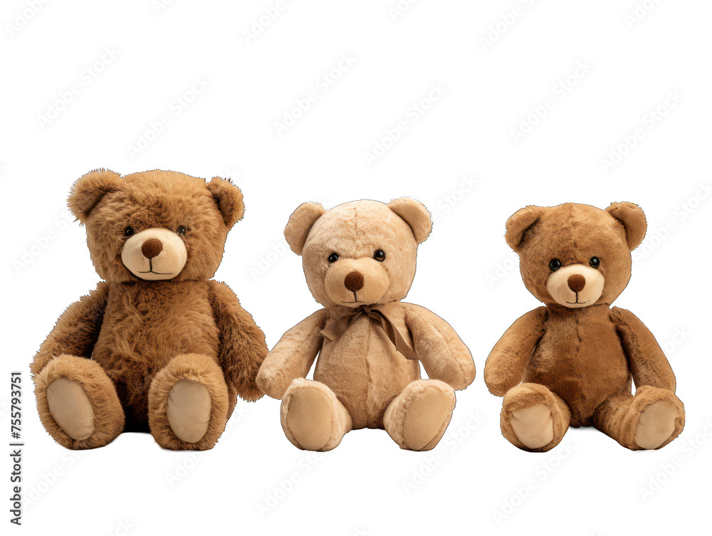 Collection set of teddy isolated on transparent background, transparency image, removed background