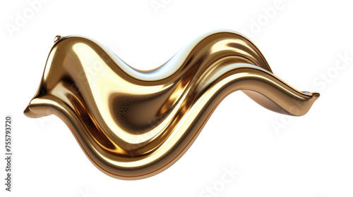 Golden shiny line wave isolated on transparent background