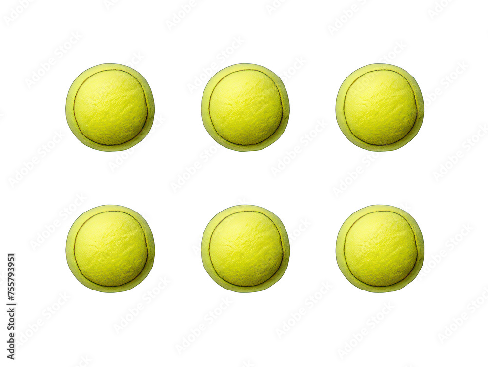 Collection set of tennis ball isolated on transparent background, transparency image, removed background