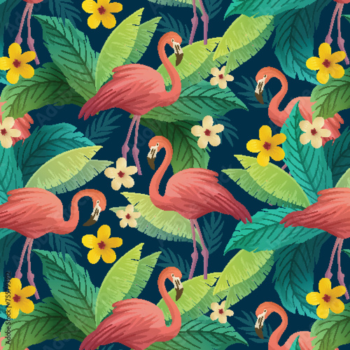 Colorful flamingo pattern vector