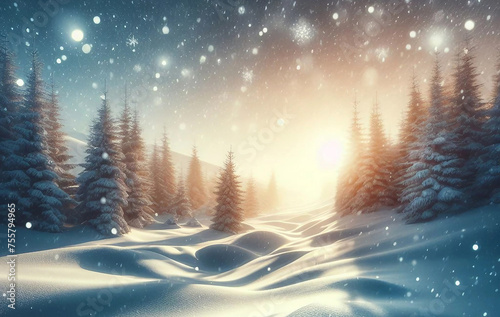 Beautiful background image of light snowfall falling Ai generative.