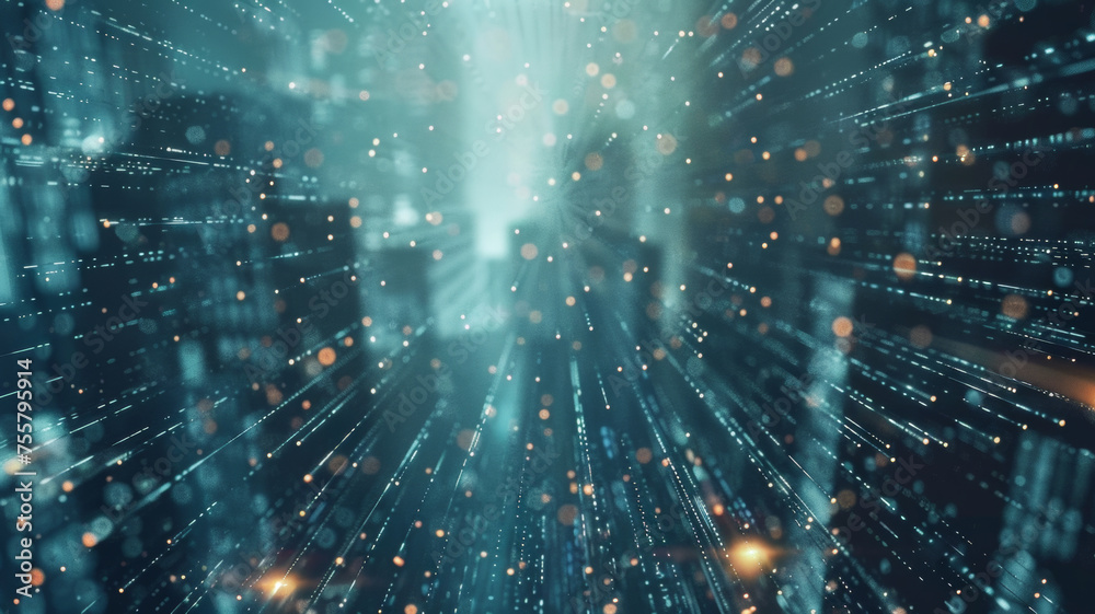 Obraz premium Cosmic light explosion illuminating the digital universe in a dazzling display.