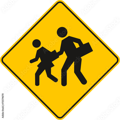 School zone,Children crossing the road,warning sign,Traffic Sign , Vector, symbol, transport icon,roadsign photo