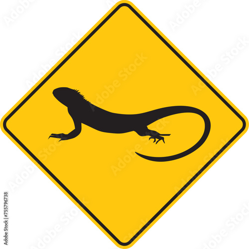 traffic sign wildlife crocodile,Lizard Silhouette, alligator crossing, animal in the road, warning sign,Traffic Sign , Vector, symbol, transport icon,roadsign, wild animal