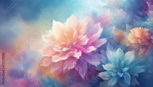 Abstrakcyjne pastelowe kwiaty. Generative AI photo