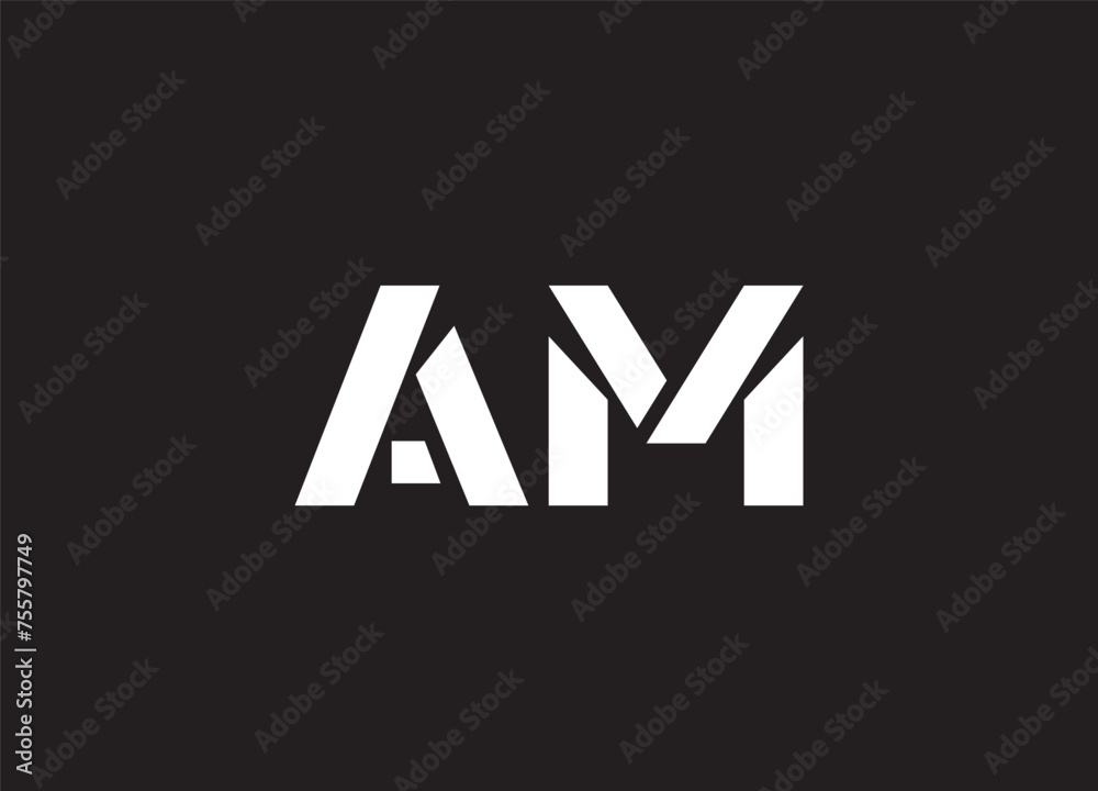 AM Letter Logo Design with Creative Intersected
