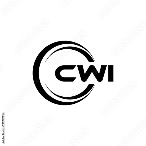 CWI letter logo design with white background in illustrator, cube logo, vector logo, modern alphabet font overlap style. calligraphy designs for logo, Poster, Invitation, etc. photo