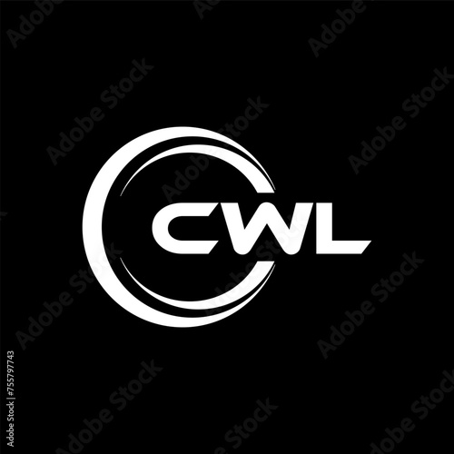 CWL letter logo design with black background in illustrator, cube logo, vector logo, modern alphabet font overlap style. calligraphy designs for logo, Poster, Invitation, etc. photo