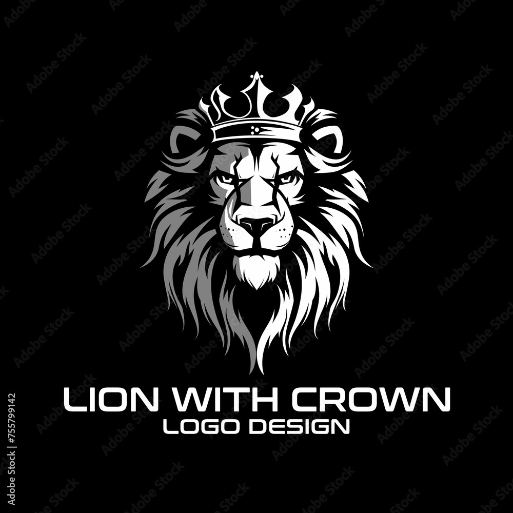 Lion With Crown Vector Logo Design Lion With Crown Vector Logo Design