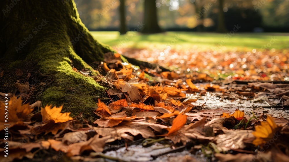 Fallen leaves in a country garden Fallen leaves in a country garden