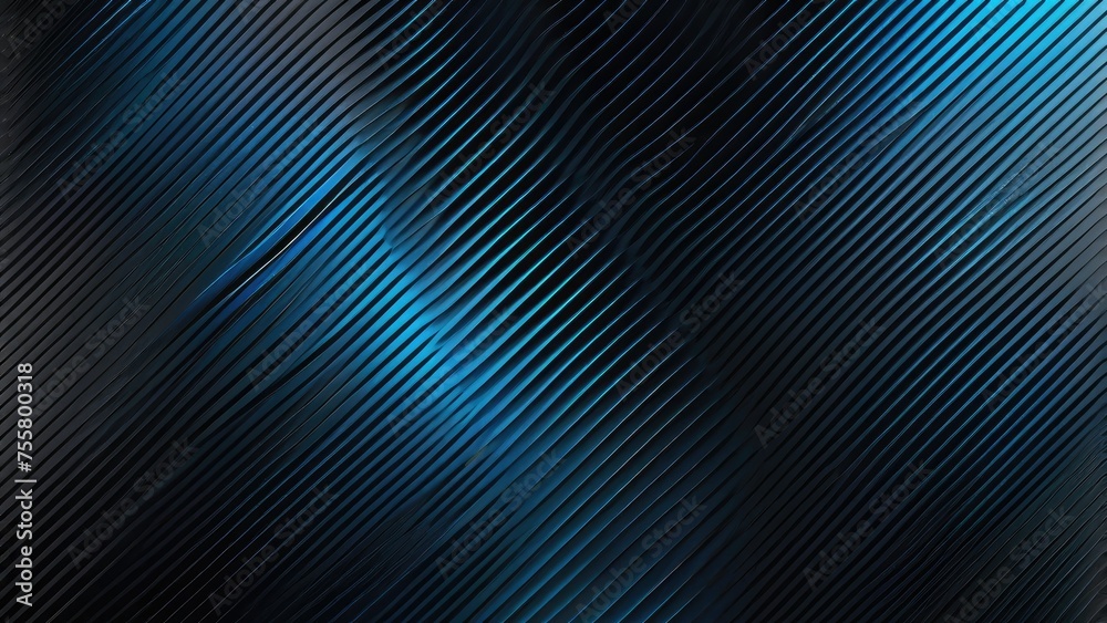 Abstract pattern featuring a gradient of blue and black light, soft tech diagonal design with a metallic texture, set against a floor wall, creating a modern backdrop with dark tones, ultra-fine