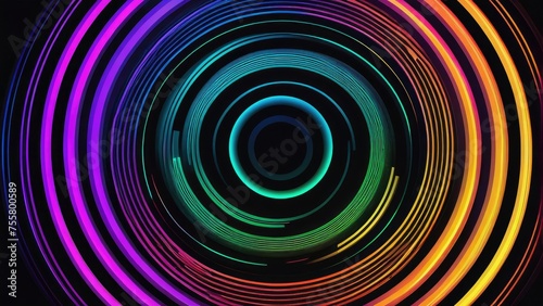 Abstract tech background  concentric circles of glowing lines in vibrant hues  digital art in vector format  minimalist design with futuristic aesthetic  backlight effect  digital painting  ultra fine