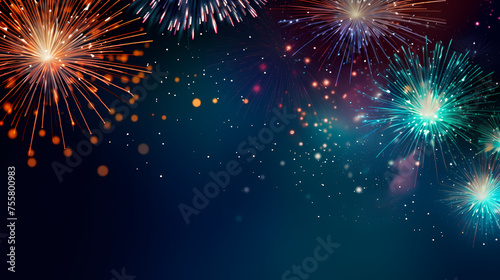 Beautiful creative holiday background with fireworks and sparkles