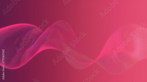 simple drawing of single continuous large geometric curve on a gradient dark pink background