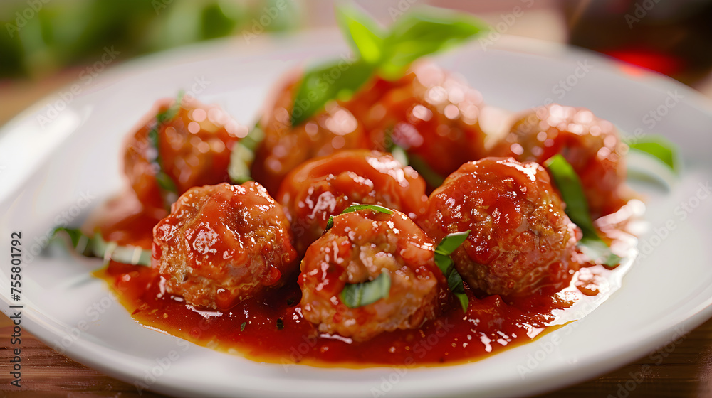 Homemade italian meatballs in tomato sauce