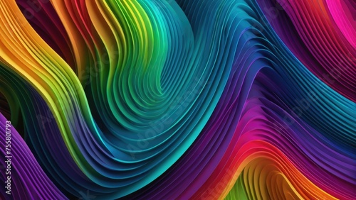 Elegant abstract striped pattern  3D wavy lines crisscrossing  vibrant spectrum of colors as background  depth illusion  seamless flow  high-definition  ultra realistic  volumetric lightning