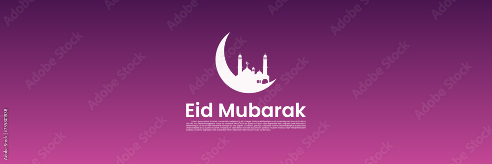 Naklejka premium islamic eid mubarak ramadan wallpaper vector design illustration good for web banner, ads banner, booklet, wallpaper, background template, and advertising