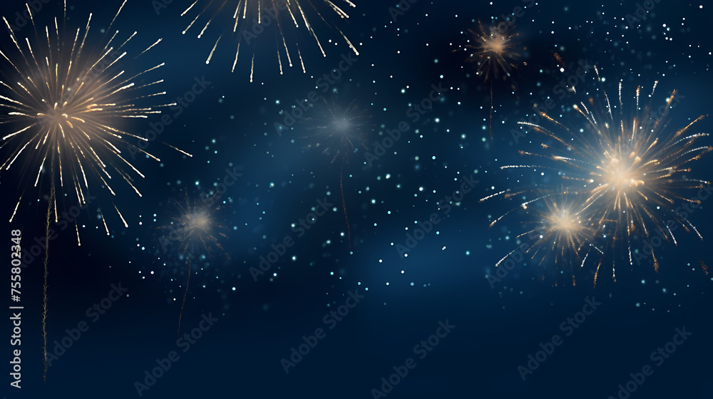 Fototapeta premium Beautiful creative holiday background with fireworks and sparkles