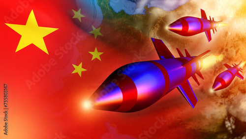 Military rockets with flag ...