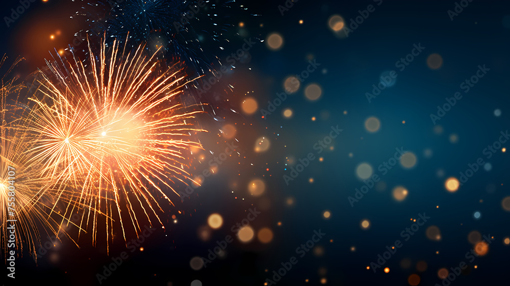 Beautiful creative holiday background with fireworks and sparkles Beautiful creative holiday background with fireworks and sparkles