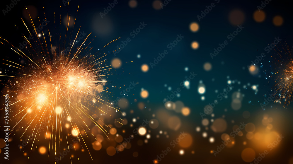 Beautiful creative holiday background with fireworks and sparkles Beautiful creative holiday background with fireworks and sparkles