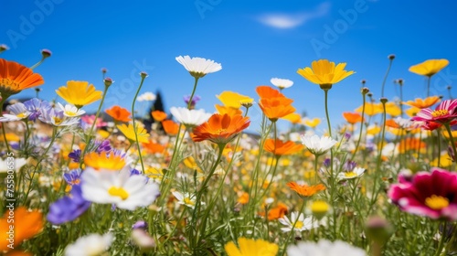 A field of wildflowers in full bloom  radiating positivity