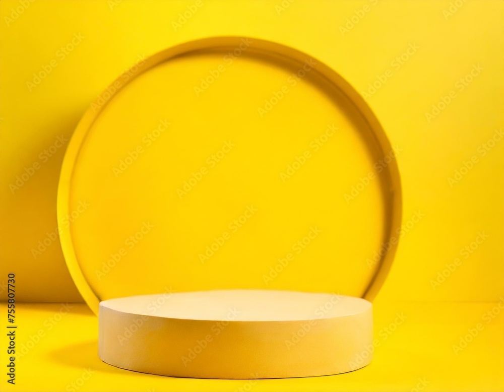 Abstract Pedestal of platform display with modern stand podium on yellow room background. Blank Exhibition stage backdrop or empty product shelf Abstract Pedestal of platform display with modern stand podium on yellow room background. Blank Exhibition stage backdrop or empty product shelf