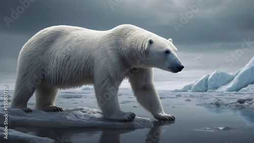 Polar Bear In A Arctic Landscape