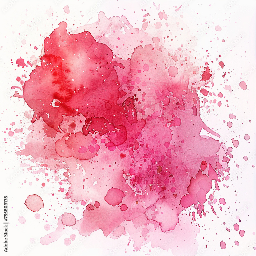 Pink watercolor stain, on white background, pink splatter, pink stain, design, 