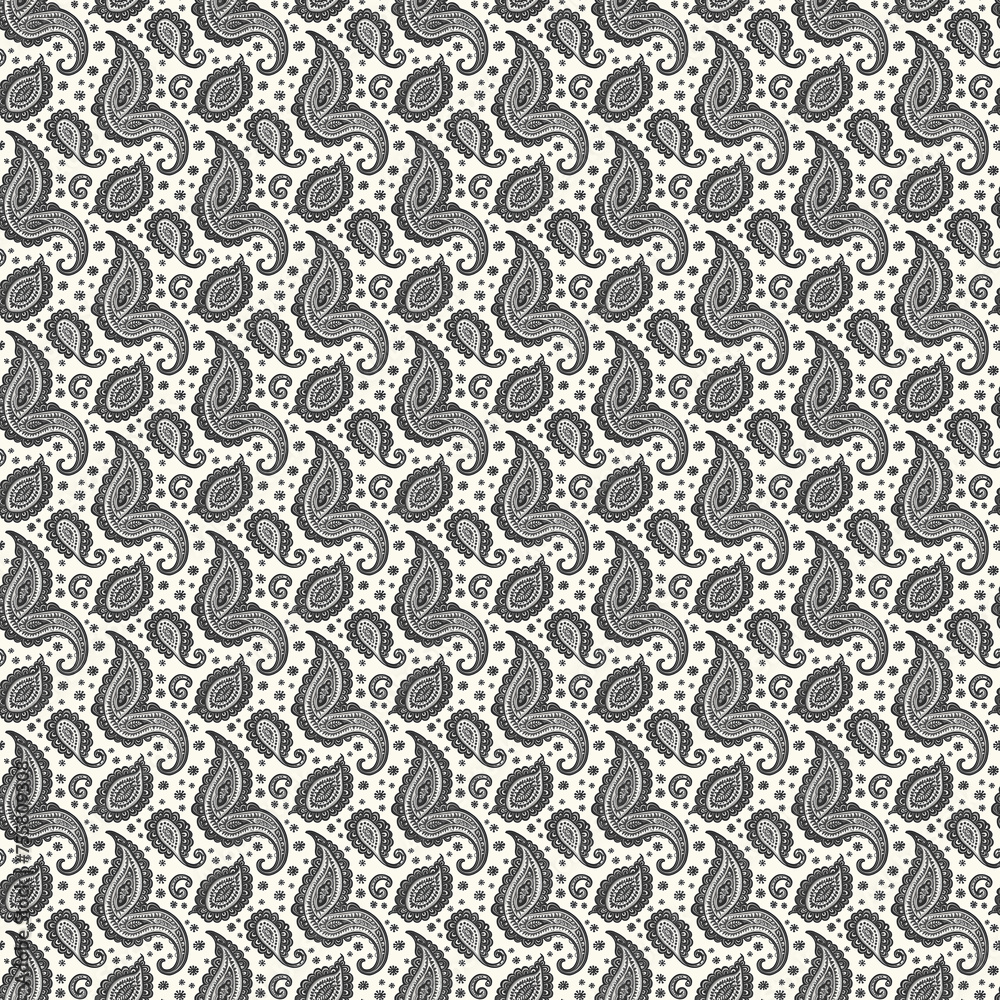 Seamless repeating paisley decorative pattern. Seamless repeating paisley decorative pattern.