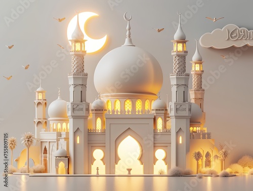 Ramadan - muslim mosque ramadan concept  islamic holiday banner