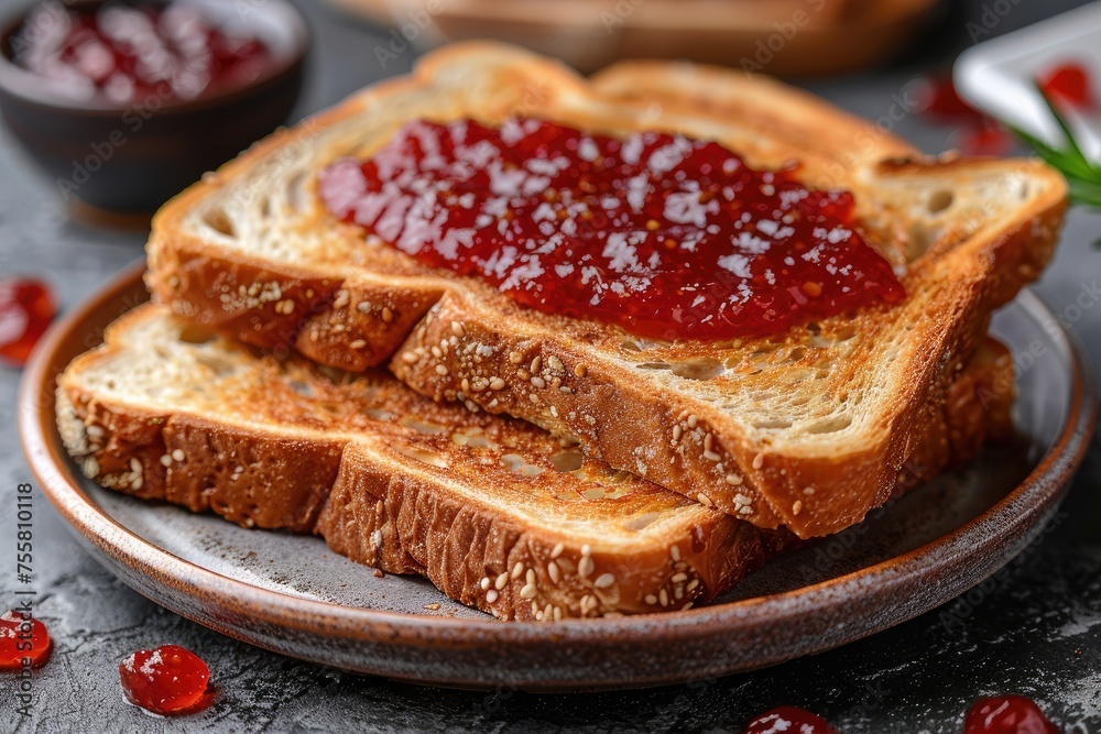 toasts with fruits jam on kitchen table professional advertising food photography toasts with fruits jam on kitchen table professional advertising food photography
