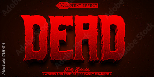 Red Horror Dead Vector Editable Text Effect Template photo