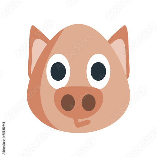 Pig face, pig head vector icon design. Isolated pork, bacon, farming,  gluttony, messiness, lucky sign design.