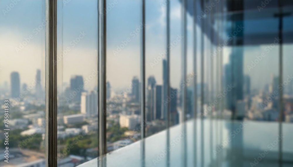 Blurred images of glass wall with city town background. modern abstract window Blurred images of glass wall with city town background. modern abstract window