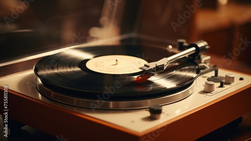 Vintage turntable spinning a mellow track