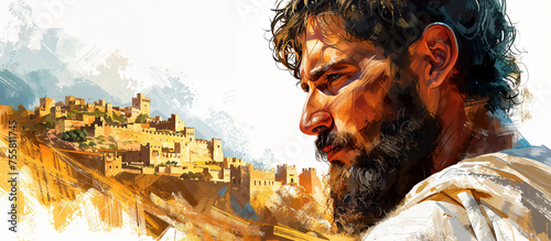 Joshua looks upon Jericho, anticipating the biblical siege. photo